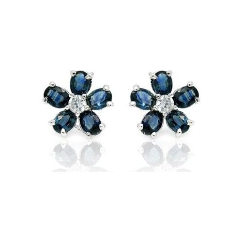 CoLife Jewelry 100% Natural Sapphire Earrings for Party 10 Pieces 3mm*4mm Sapphire Stud Earrings 925 Silver Sapphire Jewelry