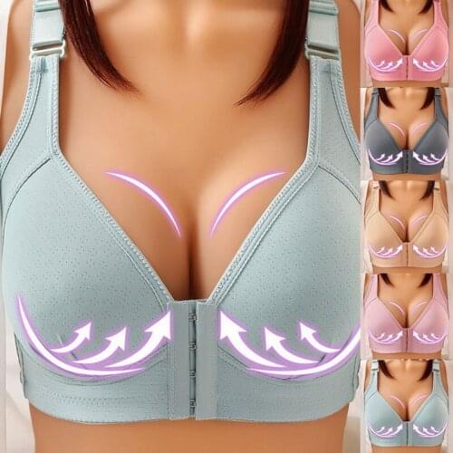 Plus Size Sexy Push Up Bra Front Closure Solid Color Brassiere Wireless Bralette Breast Seamless Bras for Women BC105