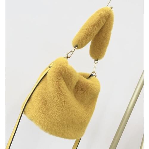 Winter Faux Fur Tote Bags for Women Soft Warm Plush Hand Bags Fashion Lady Shoulder Crossbody Bag Female Handbag Black Pink Sac