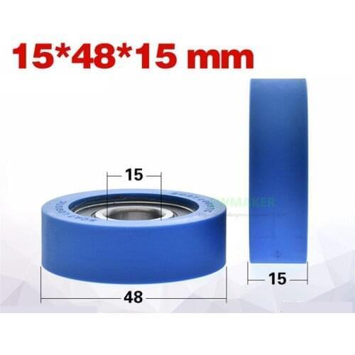 10pcs 15*48*15mm Logistics sorting automation equipment pulley, PU wrapped rubber roller, 6002 bearing, mute rubber wheel