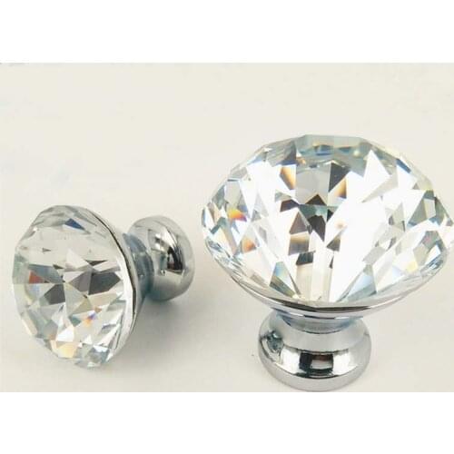 10PCS K9 Crystal Knobs Furniture Pulls Glass Drawer Cabinets Handles Pulls Closet Decoration Dresser Knobs 25mm 30mm 40mm