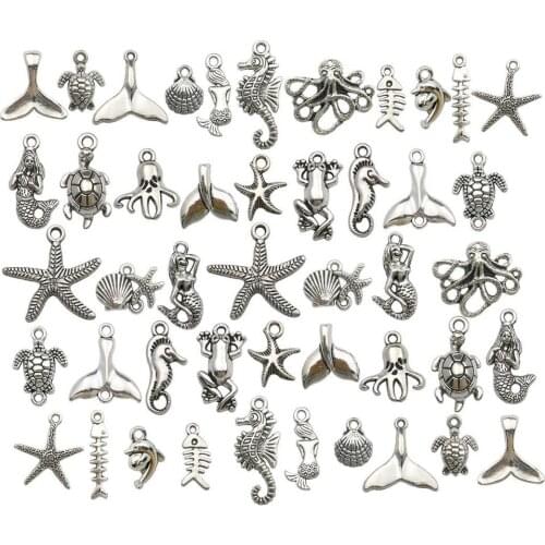 90 pcs Style Mix Fishtail turtle Connectors Charms Pendant DIY Making Supplies For Jewelry components Finding