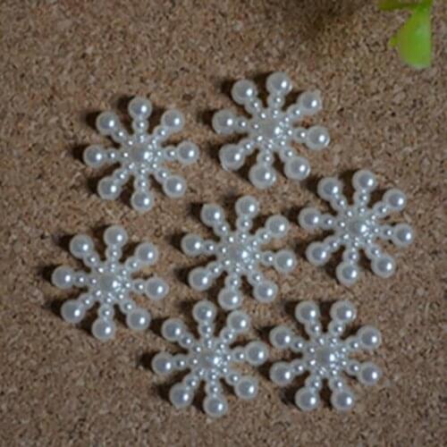 100x Snowflake Flat Back Pearl Embellishments Christmas Craft DIY Tools
