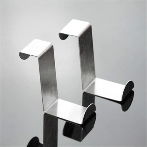 2pcs Stainless Steel Over Door Hooks Kitchen Cabinet Draw Towel Clothes Hangers Creative Bathroom Nail-free Seamless Rack