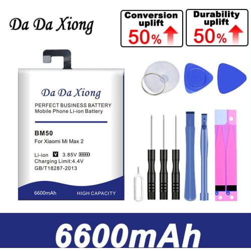 2019 Da Da Xiong Original Replacement Battery For Xiaomi Mi Max 2 Max2 BM50 Genuine Phone Battery 6600mAh