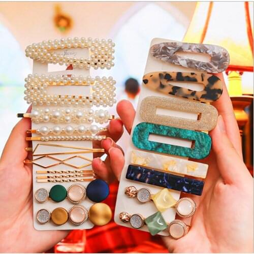 3PCS/Set Fashion Waterdrop Rectangle Geometric Hair Clips For Women Girls Headwear Hairpins Barrettes Hair Accessories