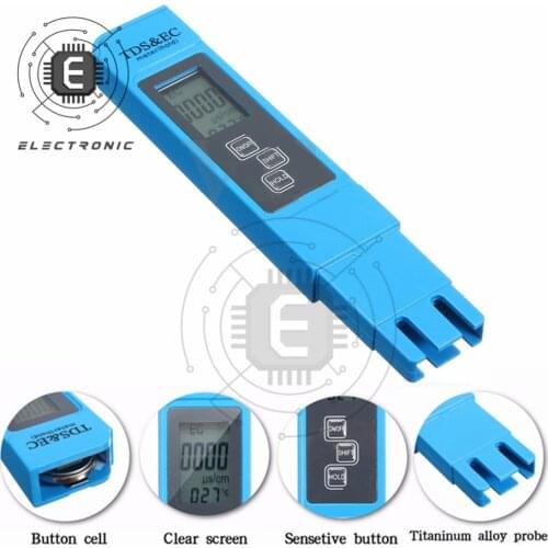 3 IN 1 Water Quality Tester EC TDS 19999 PPM Temperature Conductivity Detection Pen Digital Portable Detection Instrument