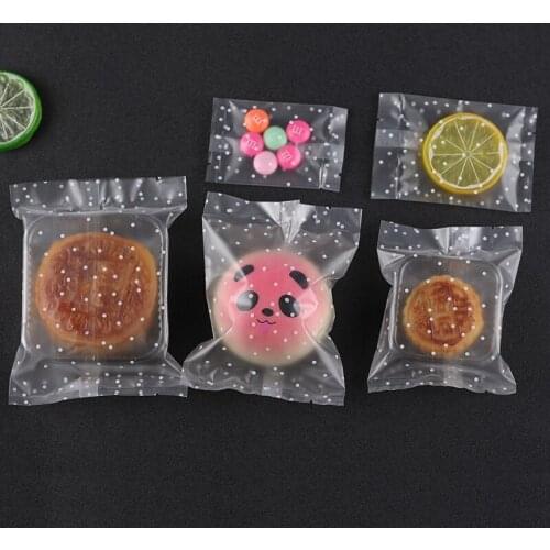 300pcs- 7*10/9*11.5/10*13.5/11*15cm White Dots Frosted Heat Seal Plastic Pouch Open Top Transparence Cake Biscuit Packaging bag