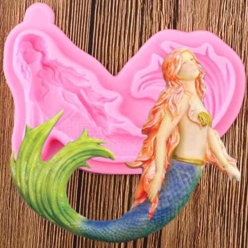 3D Mermaid Silicone Molds Cupcake Topper Fondant Cake Decorating Tools Candy Clay Chocolate Gumpaste Moulds