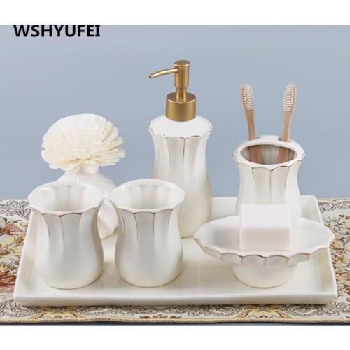 4pcs and 5pcs/lot High quality jingdezhen ceramic bathroom toiletries 4pcs/lot or 5pcs/lot bathroom kit home decorations
