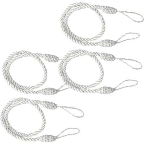 4 PCS Rope Curtain Tiebacks Tassel Thick Twisted Living Room Bedroom Decoration White