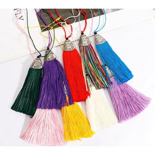 5 pieces/set of fish mouth decoration colorful tassels random mixed color soft polyester black agate and zinc alloy silver