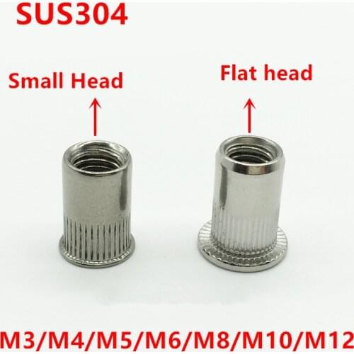 50pcs M3 M4 M5 M6 M8 M10 M12 Small Rivet Nut 304 Stainless steel Rivnut A2 Rivet nut Inserts Reduce Head Rivet Nut Rivnut