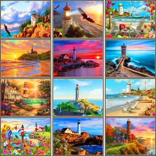 DIY 5D Diamond Painting seaside landscape Full Square/Round Diamond Embroidery Cross Stitch Mosaic room Decor