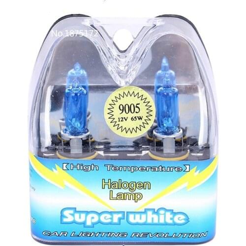 SZKDCE 2Pcs HB3 9005 12V 65W 6000K Car Headlight Fog Light Driving Lamp Car Head Light Bulbs Halogen Xenon Filled Super White