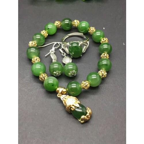 Natural jade Hetian jade bracelet earring Pixiu bracelets beads with Jasper dance