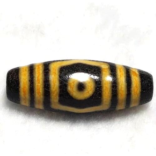 Agate DZI Beads Old Yellow/Black Dragon Pattern 3 Eyes Totem 11*28mm Agate Beads Men&women Jewelry DIY Free Shipping