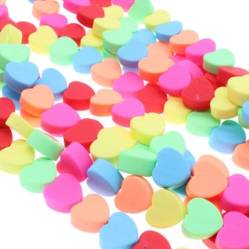 CHONGAI 100Pcs Love Heart Shape Polymer Clay Spacer Loose Beads For DIY Bracelet Necklace Accessories 10mm