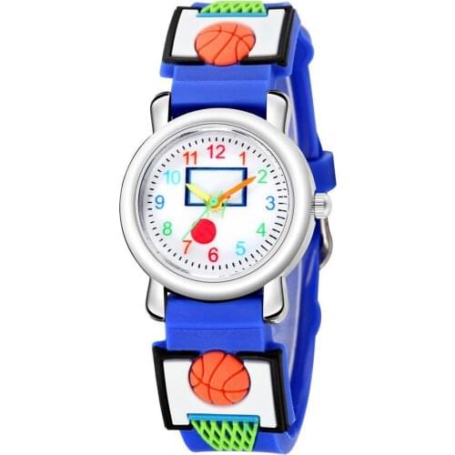 Children Watches Unique Design Cartoon Multicolor Basketball Pattern Cute Boys Adjustable Sports Wrist Watch Kids Birthdays Girl