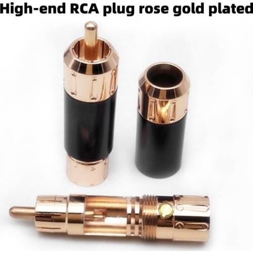 For Copper-plated rose gold lotus plug, integrated RCA plug, AV audio and video plug/color plug plug welding
