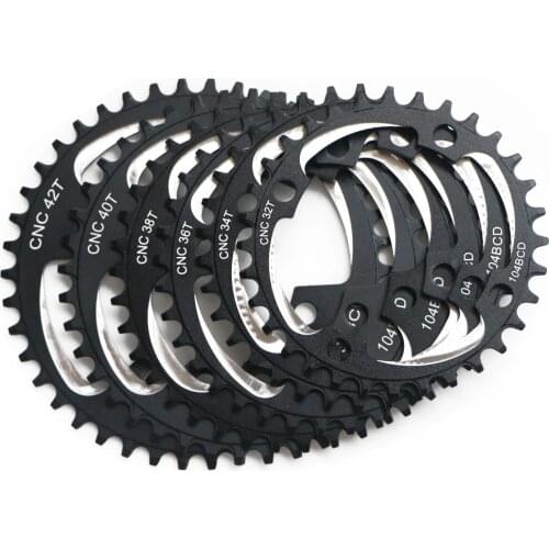 Mountain Bike CNC Narrow Wide ChainWheel 104 BCD 32T 34T 36T 38T 40T 42T Toothed Disc Positive Negative Single Disc