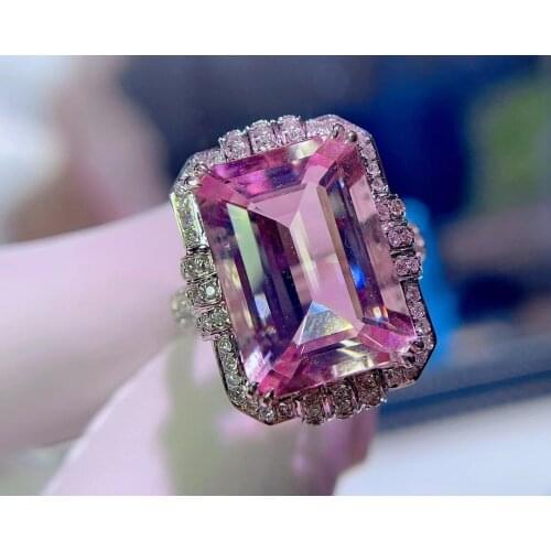 H317 Morganite Ring 9.5ct Fine Jewelry 18K Gold 100% Natural Pink Beryl Heliodor Morganite Jewellery for women Fine Ring