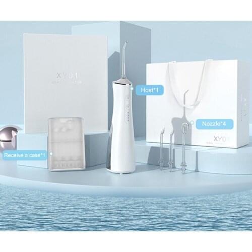 Portable Oral Irrigator USB Rechargeable Water Flosser Dental Water Jet 180ML Water Tank Waterproof Teeth Cleaner 4 Nozzles