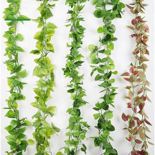220CM Artificial Plants Long Green Leaf Ivy Vine for Home Wedding Decoration DIY Hanging Garland Artificial Flowers Christmas