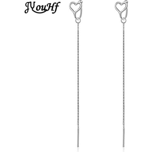 JYouHF Fashion Simple Heart Shape Ear Clip Earrings for Women Girl Delicate Long Chain Female Ear Cuff Earings Jewelry Gift