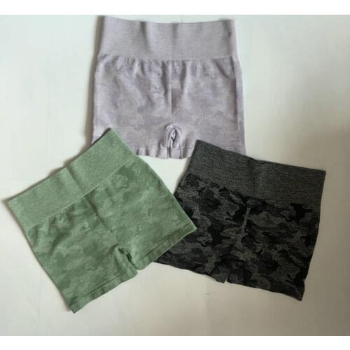 Camouflage Seamless High Waist Yoga Shorts Camo Workout Shorts Elastic Squatproof Fitness Running Shorts Sport Women Gym Legging