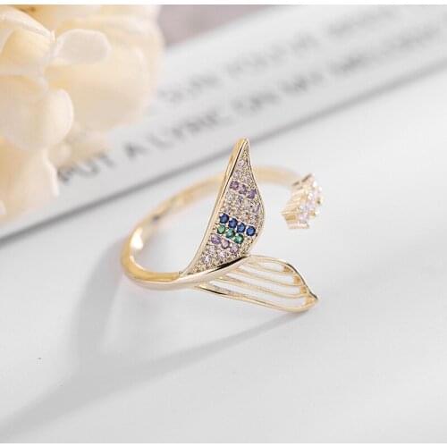Luxury Female Crystal Fishtail Open Ring 925 Sterling Silver Engagement Rings For Women Vintage White Zircon Stone Wedding Ring