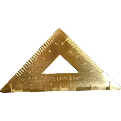 Brass Lsosceles Triangle Ruler Drawing Painting Measuring Tool Cartography Math G88D