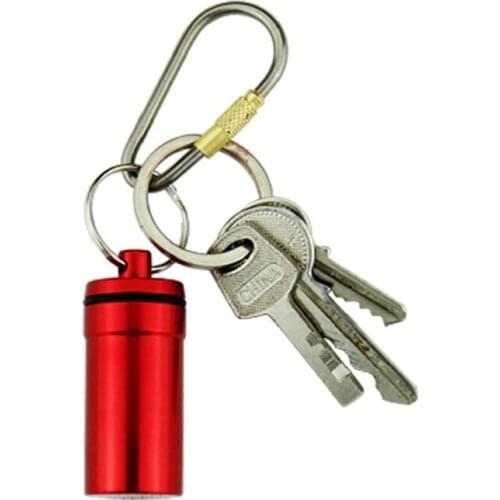 Mini Tablet Storage Box Creative Waterproof Moisture-proof With Keychain Aluminum Alloy Portable Small Objects Organizer TSLM1