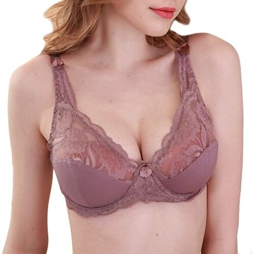 New Bras For Women Sexy Lingerie Lace Bralette Thin Unlined Underwire Bra Plus Size 36 38 40 42 44 46 C D E