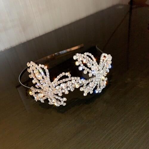New princess crown headband headdress hair accessories butterfly crystal bridesmaid wedding bridal party gift headband