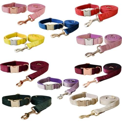 Fannelette Dog Collar Traction Rope Set Pitbull Personalized Velvet Engraved Pet Name Retailing Supplies Accessories