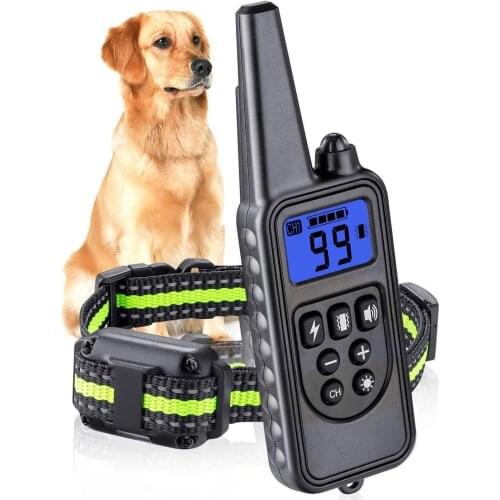 Rechargeable Waterproof Electronic Dog Training Collar Stop Barking LCD Display 800m Remote Electric Shock Training Collar Doggy