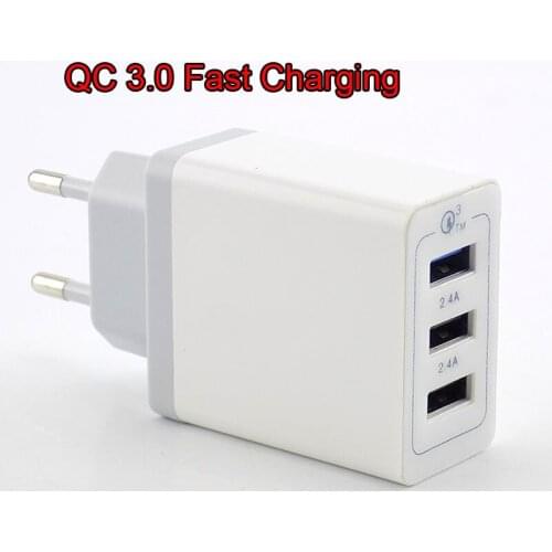 Portable 3 Ports Quick Charge QC 3.0 USB Charger Power Bank Phone Power Supply Adapter Wall Desktop Charging EU/US Plug