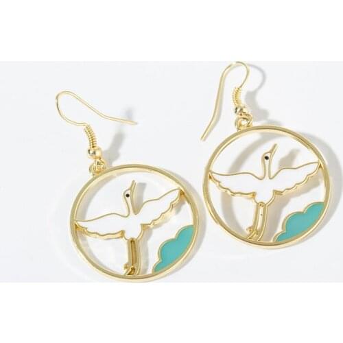Retro hollow circle clouds crane earrings wholesale Fashion earrings wholesale