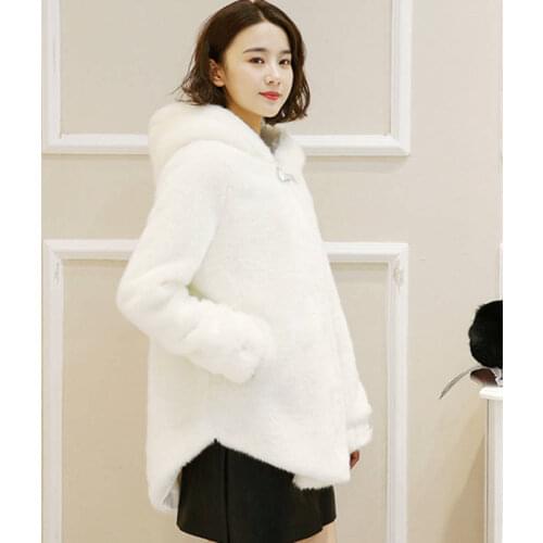 The newest imitation mink jacket women fake Europe and the United States loose fur coats black oversize jacket