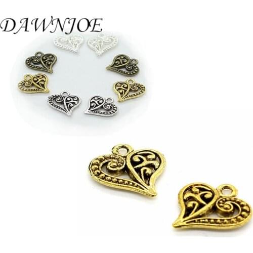 Charm 15*14 mm 4 Color Hollow Love Heart Jewelry Pendant 50 pcs Making Charm Key Pendant Bracelet Jewelry Finding