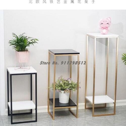 Nordic flower shelf metal light luxury simple modern living room indoor flower pot stand green radish storage flower stand genui