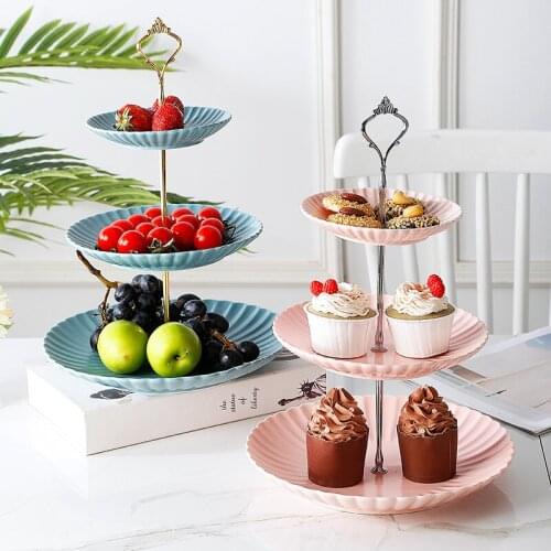 Nordic Ceramic Fruit Plate Three-layer Dessert Plate Cake Plate Multi-Layer Pastry Plate Candy Tray Shelf