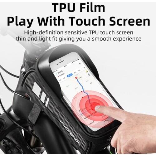 ROCKBROS Bicycle Bag Waterproof Touch Screen Cycling Bag Top Front Tube Frame MTB Road Bike Bag 6.5 Phone Case Bike Accessories