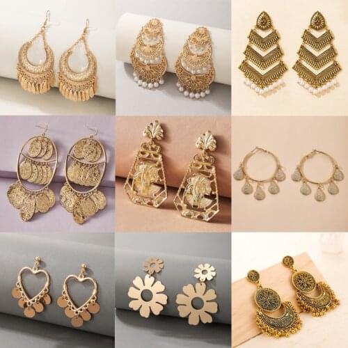 Tocona Charming Heart Drop Earrings for Women 2020 Trendy Colorful Rhinestone Flowers Leaf Geometric Tassel Dangle Jewelry