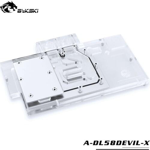 BYKSKI Water Block use for PowerColor RX580 Red DEVIL 8G RX590 / Video Card Full Cover Graphics Card Copper Radiator Block RGB