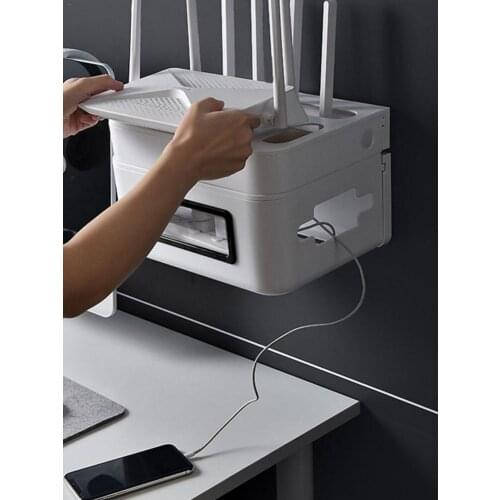 Wifi Router Storage Box Patch Board Socket Holder Hidden Wires Drawer Design 2layers Wall Mounted Storage Organizer For Home Use