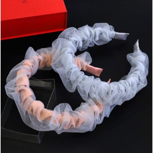 New Fashion Chiffon Hairband Women Individuality Pleated Headband Fresh Solid Hair Band Adult Hundred Matching Hair Accessories