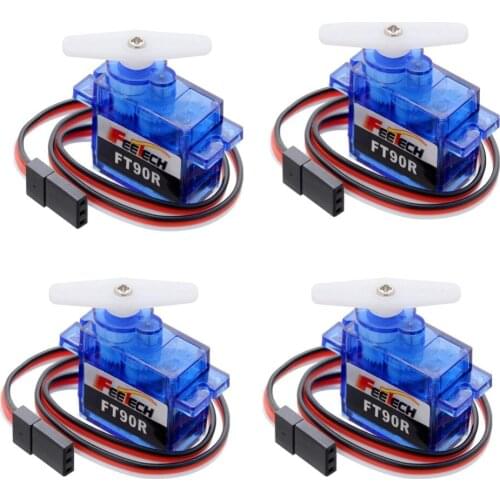 4pcs Feetech FT90R 9g 360 Degree Continuous Rotation Micro RC Servo 6V 1.5KG PWM For Drone Smart Car,Boat, Robot FZ3328