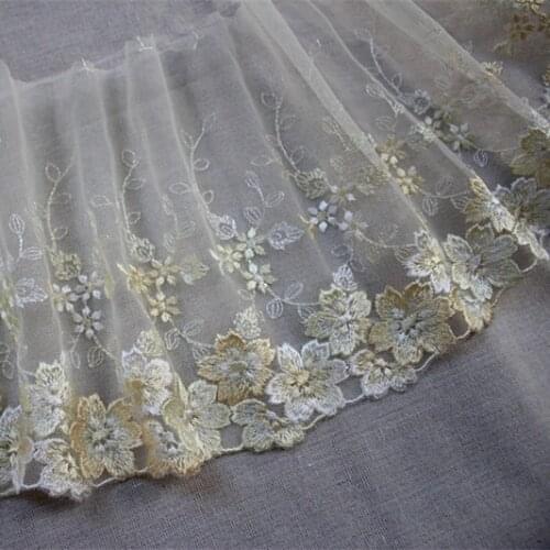 7.08"18cm wide (2yards/lot) Embroidered Floral Tulle Lace Trim~~Bloomy~,Mesh Embroidery Lace Trim